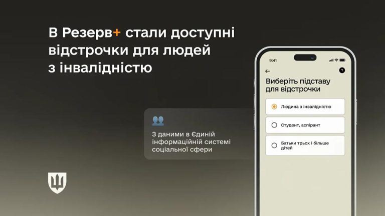 У Резерв+ стали доступні відстрочки для людей з інвалідністю, дані про яких є в Єдиній інформаційній системі соціальної сфери